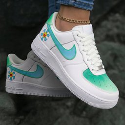 Smiley Flower Green Baby Blue Custom Air Force 1 - view 2