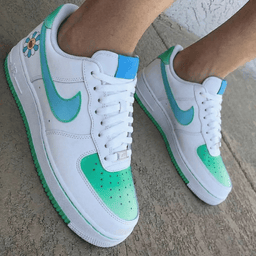 Smiley Flower Green Baby Blue Custom Air Force 1