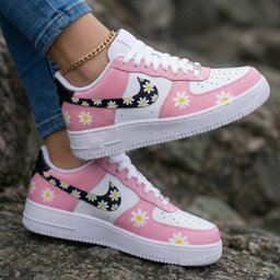 Daisies Baby Pink Black Custom Air Force 1 - view 2