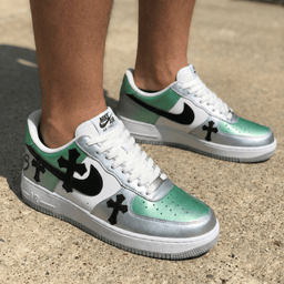 Black Crosses 69 Baby Green Silver Custom Air Force 1