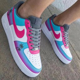 Palms Pink Baby Blue Purple Custom Air Force 1
