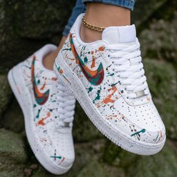 Paint Splatter Orange Teal Custom Air Force 1 - view 2