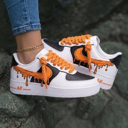 Orange Drip Black Custom Air Force 1 - view 2