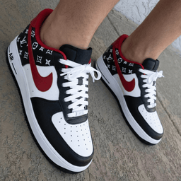 LV Print Black Red Custom Air Force 1