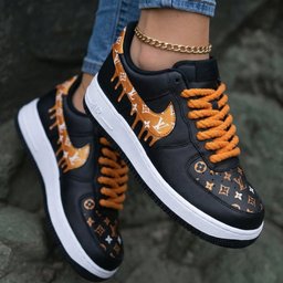 LV Drip Black Orange Custom Air Force 1 - view 2