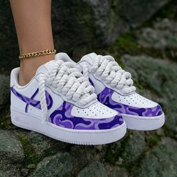 Purple Swirl Pattern White Purple Custom Air Force 1 - view 2