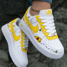 Winnie The Pooh Honey Bees White Yellow Custom Air Force 1 - view 2