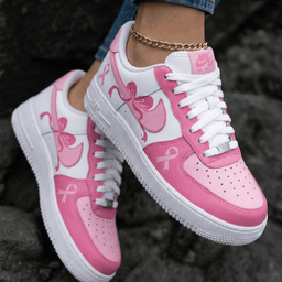 Breast Cancer Ribbon Bows Baby Pink Pink Custom Air Force 1 - view 2