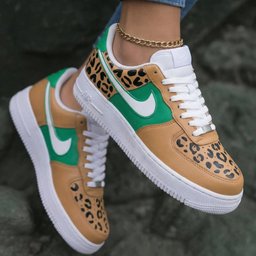 Leopard Prints Tan And Green Custom Air Force 1 - view 2