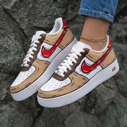 Cartoon Tan Brown Red Custom Air Force 1 - view 2