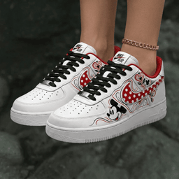 Mickey Mouse Polka Dot Heart Red Black Custom Air Force 1 - view 2