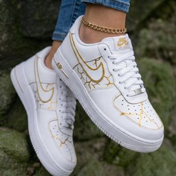 Crack Pattern White Gold Custom Air Force 1 - view 2