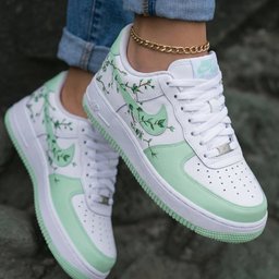 Vine Leaves White Light Green Custom Air Force 1 - view 2