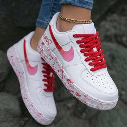 Splatter Heart Red Baby Pink Custom Air Force 1 - view 2