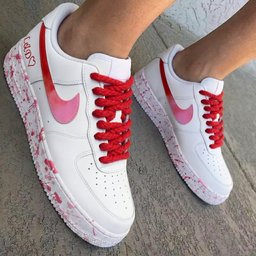 Splatter Heart Red Baby Pink Custom Air Force 1