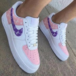 LV Pattern Baby Pink And Purple Custom Air Force 1