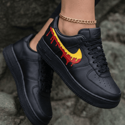 Red Yellow Drip Black Custom Air Force 1 - view 2
