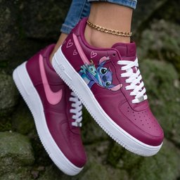 Stitch Hearts Burgundy Pink Custom Air Force 1 - view 2