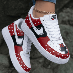 Minnie Mouse Polka Dots Red Black Custom Air Force 1 - view 2