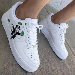 Monopoly Man Green Money Black Green Custom Air Force 1