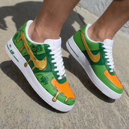 Shamrock Pot Of Gold Drip Green Orange Gold Custom Air Force 1