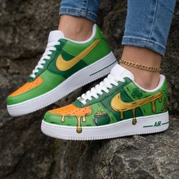 Shamrock Pot Of Gold Drip Green Orange Gold Custom Air Force 1 - view 2