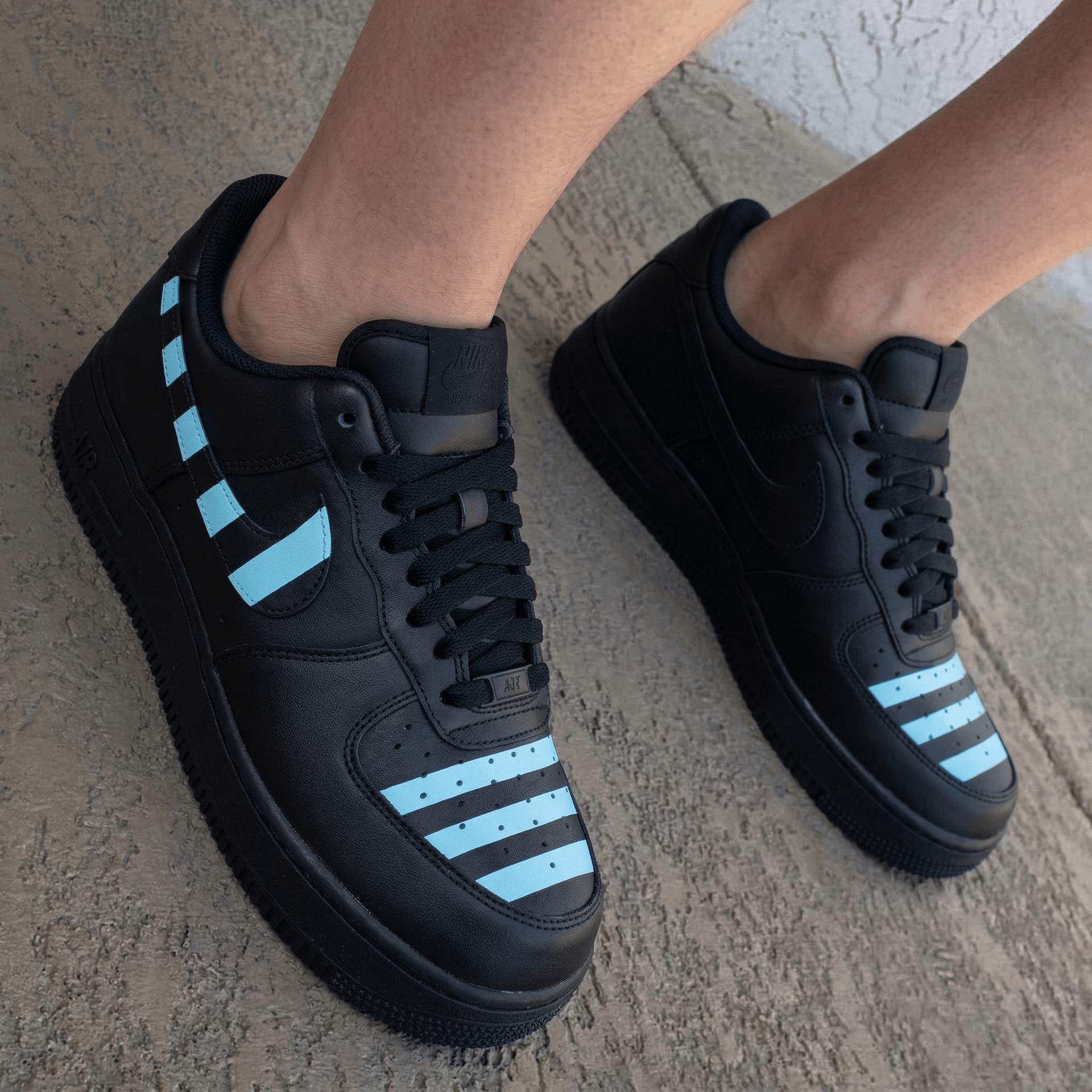 Striped Black Baby Blue Custom Air Force 1