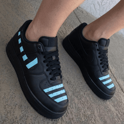 Striped Black Baby Blue Custom Air Force 1