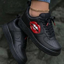 Red Lips Black Custom Air Force 1 - view 2