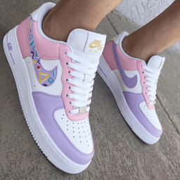 Geometric Patterns Baby Pink Light Purple Custom Air Force 1