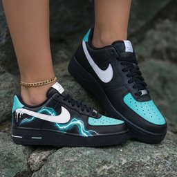 Lightning Black Baby Blue Custom Air Force 1 - view 2