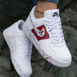 SpiderMan SpiderWeb PaintSplatter Red Blue Custom Air Force 1
