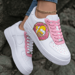 The Simpsons Donut White Baby Pink Custom Air Force 1