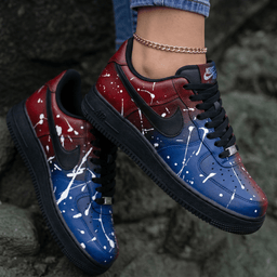 Splatter Paint Red Blue Custom Air Force 1 - view 2