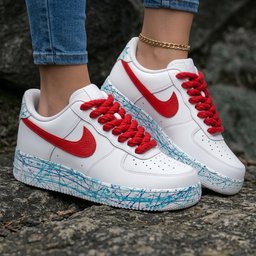 Scribble Red Baby Blue Thick Hemp Rope Custom Air Force 1 - view 2