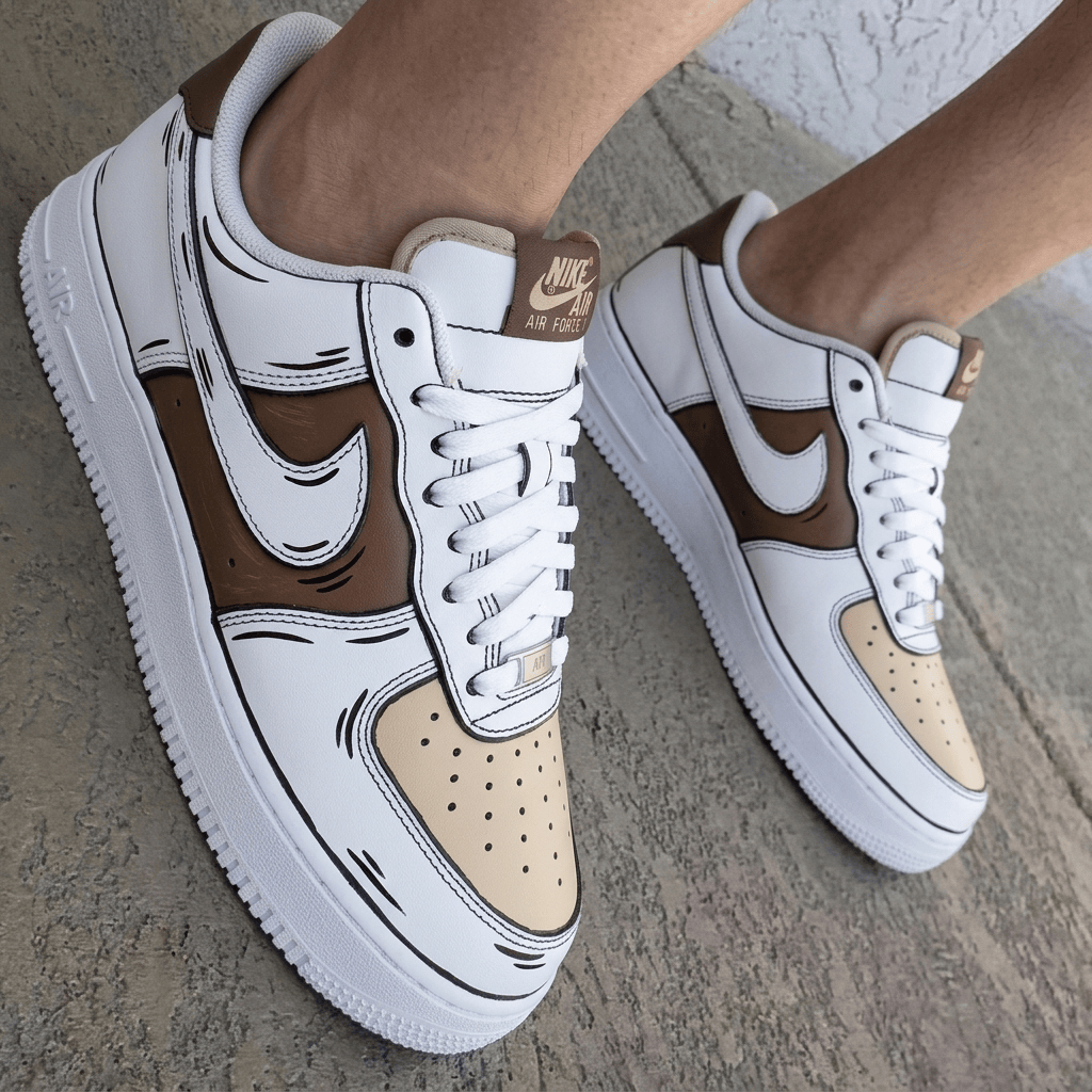 Cartoon Brown Beige Custom Air Force 1