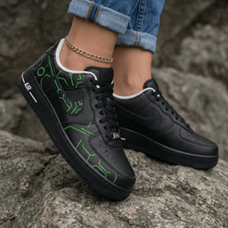 Green Tech Pattern Black Green Custom Air Force 1 - view 2