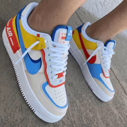 Color Blocked Red Blue Yellow Custom Air Force 1 Shadow
