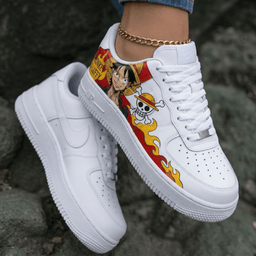 One Piece Luffy Skull Flames Red Yellow Custom Air Force 1 - view 2