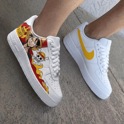 One Piece Luffy Skull Flames Red Yellow Custom Air Force 1