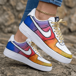 Comic Gradient Blue Purple Red Orange Yellow Custom Air Force 1 - view 2
