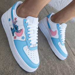 Stitch Flowers Baby Blue Pink Custom Air Force 1