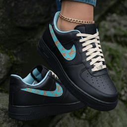 LV Monogram Baby Blue Orange Custom Air Force 1 - view 2
