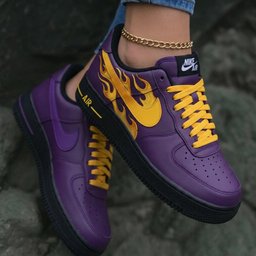 Flames Purple Yellow Custom Air Force 1 - view 2