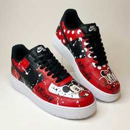 Mickey Minnie Polka Dots Splatter Red Black Custom Air Force 1 - view 2