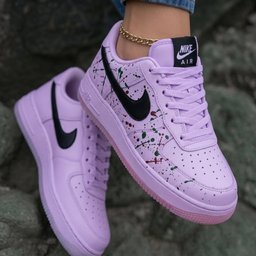 Paint Splatter Green Burgundy Light Purple Custom Air Force 1 - view 2