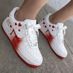 Hearts Blood Splatter White Red Custom Air Force 1