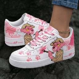 Pink Panther Paw Prints White Baby Pink Custom Air Force 1 - view 2