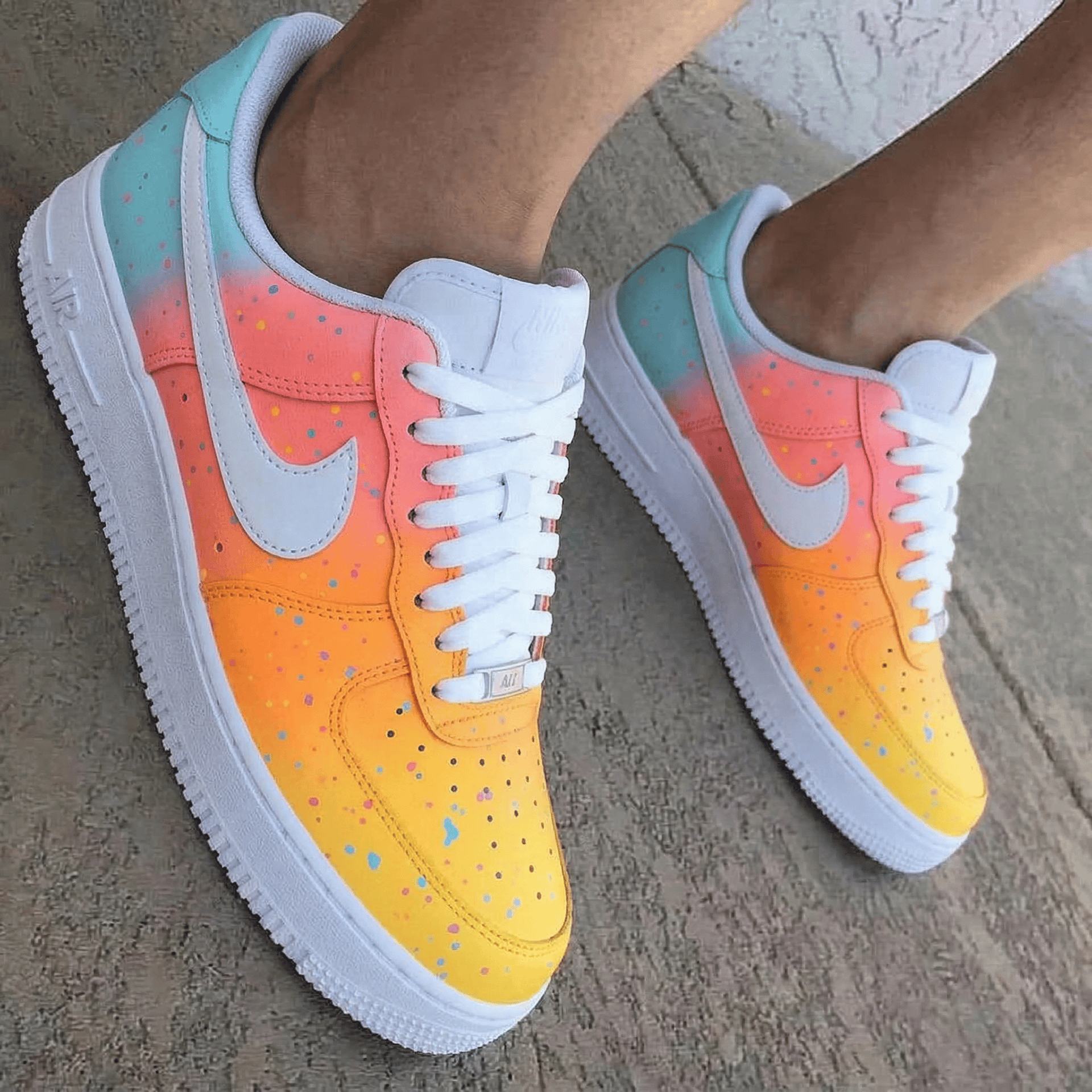Speckle Gradient Baby Blue Pink Orange Yellow Custom Air Force 1