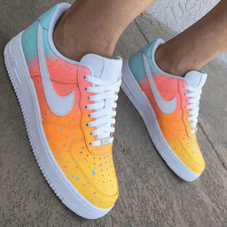 Speckle Gradient Baby Blue Pink Orange Yellow Custom Air Force 1